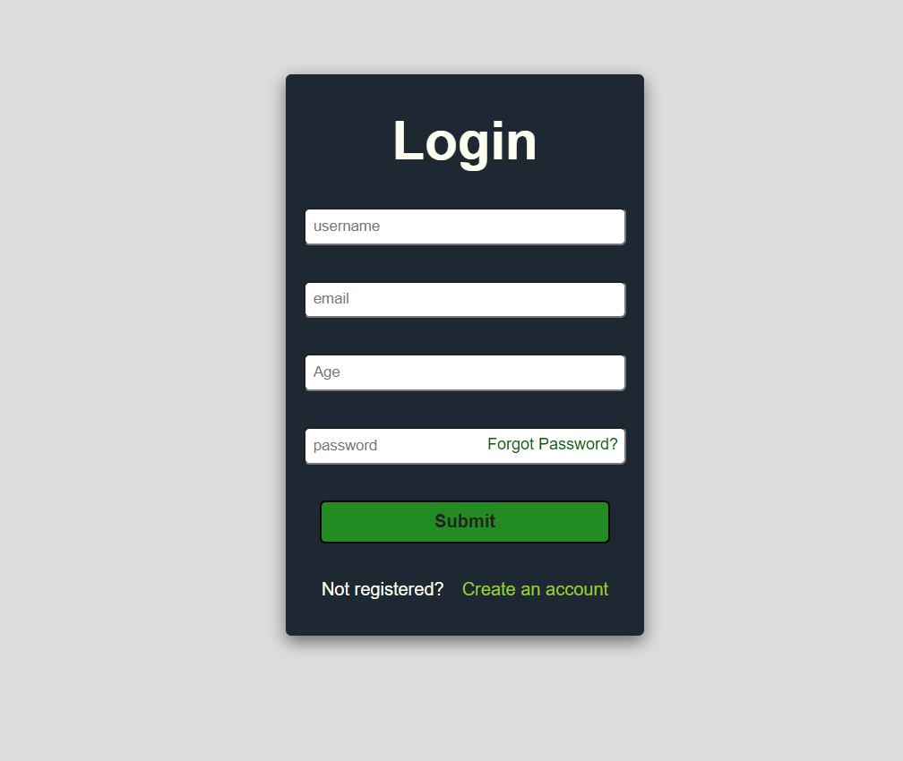 a login screen